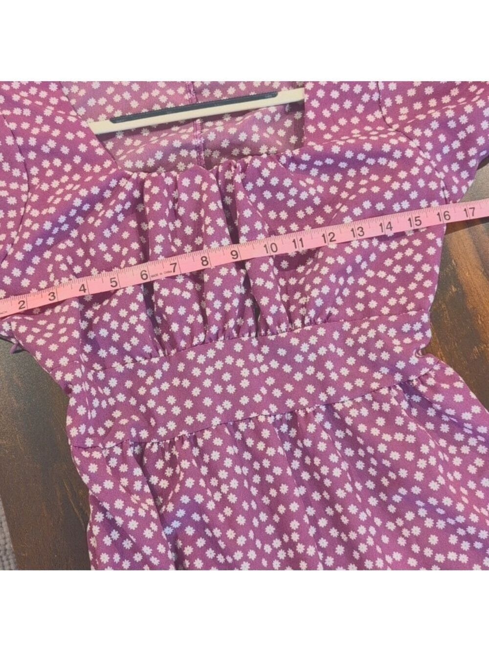 Country Peasant Woman's Dress, Purple And White, Layered Bottom,Midi , Medium. - Picture 5 of 6
